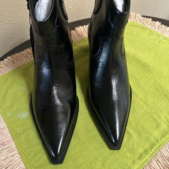 Massimo Dutti Leather Western Style Cowboy Boots Size EU 39 US 8 NEW With Tags - Picture 6 of 11